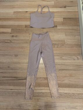 Beyond Yoga High-Rise Leggings Mauve with Rose Gold Sparkle